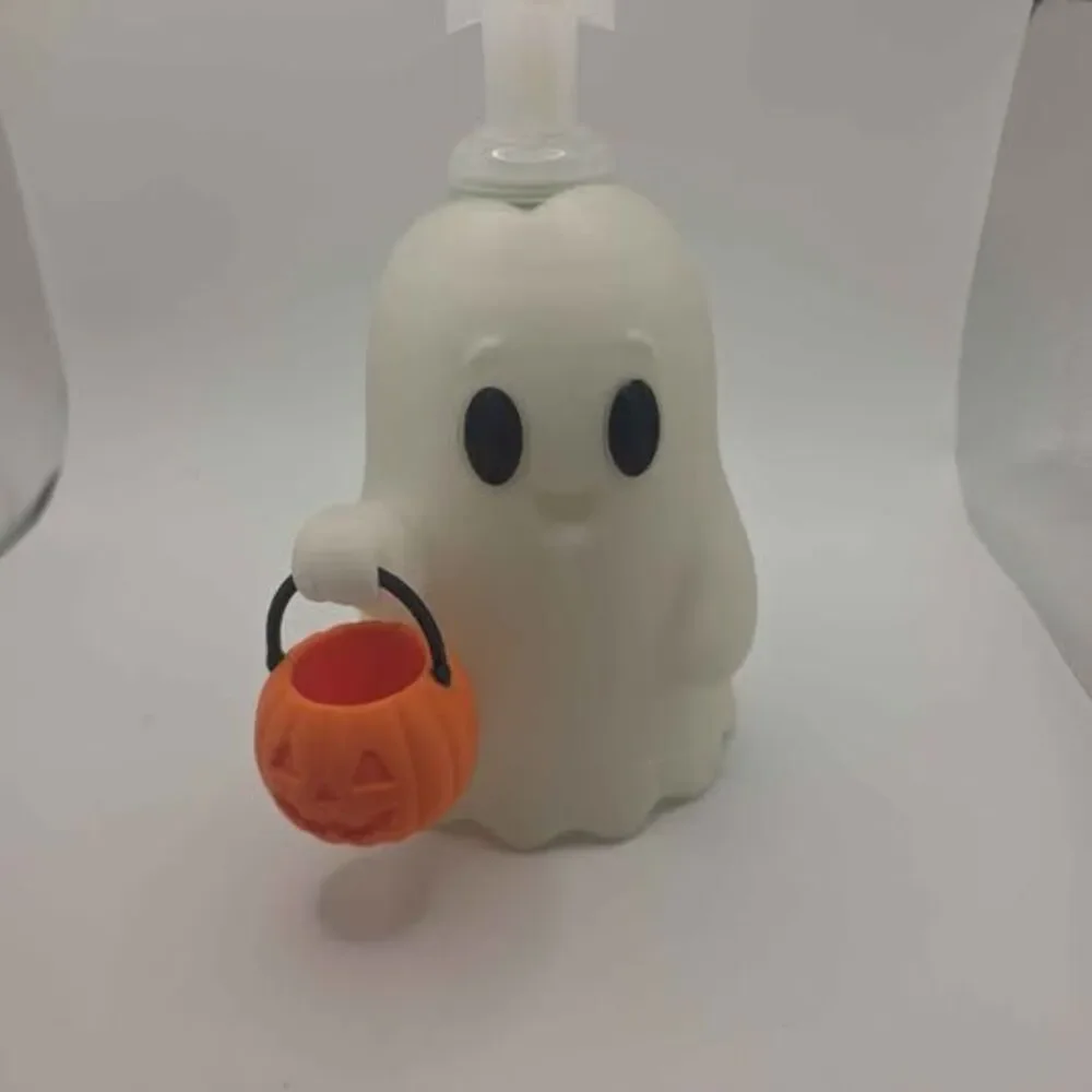 Spooky Ghost Soap Dispenser with Pumpkin Bucket (Lights Up / Halloween Decor)